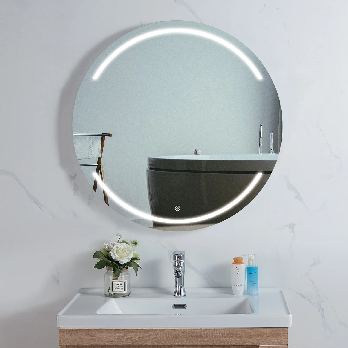 
Modern Hotel Smart Large Frameless Illuminated Round Shape Led Lighted Makeup bathroom For Mirror 