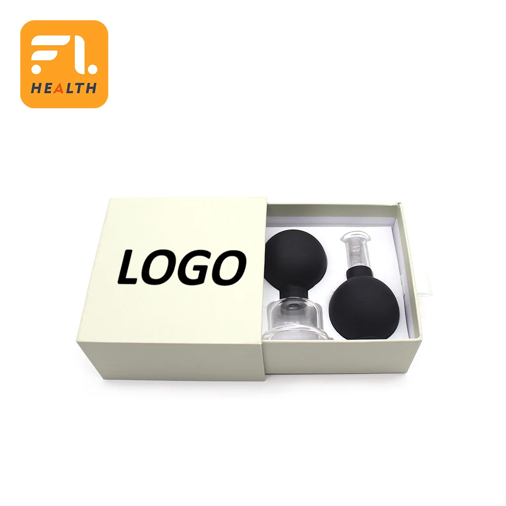 Fuli Two-piece Glass Noodle Cupping Set Suction Massage Cup Glass Cup with Silicone Ball Cupping Set