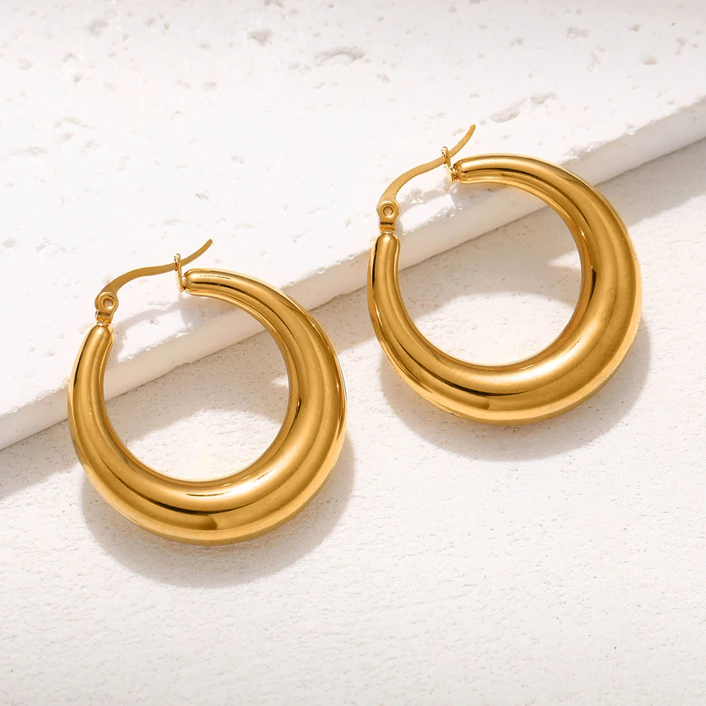 Женские гипоаллергенные серьги из нержавеющей стали 18 k позолоченные винты витые C-образные не запятнающие ювелирные изделия