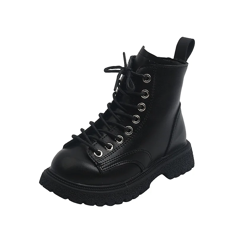 Winter Chelsea boots for kids Lace up girls boys martin boots Pu leather luxury children Dress boots