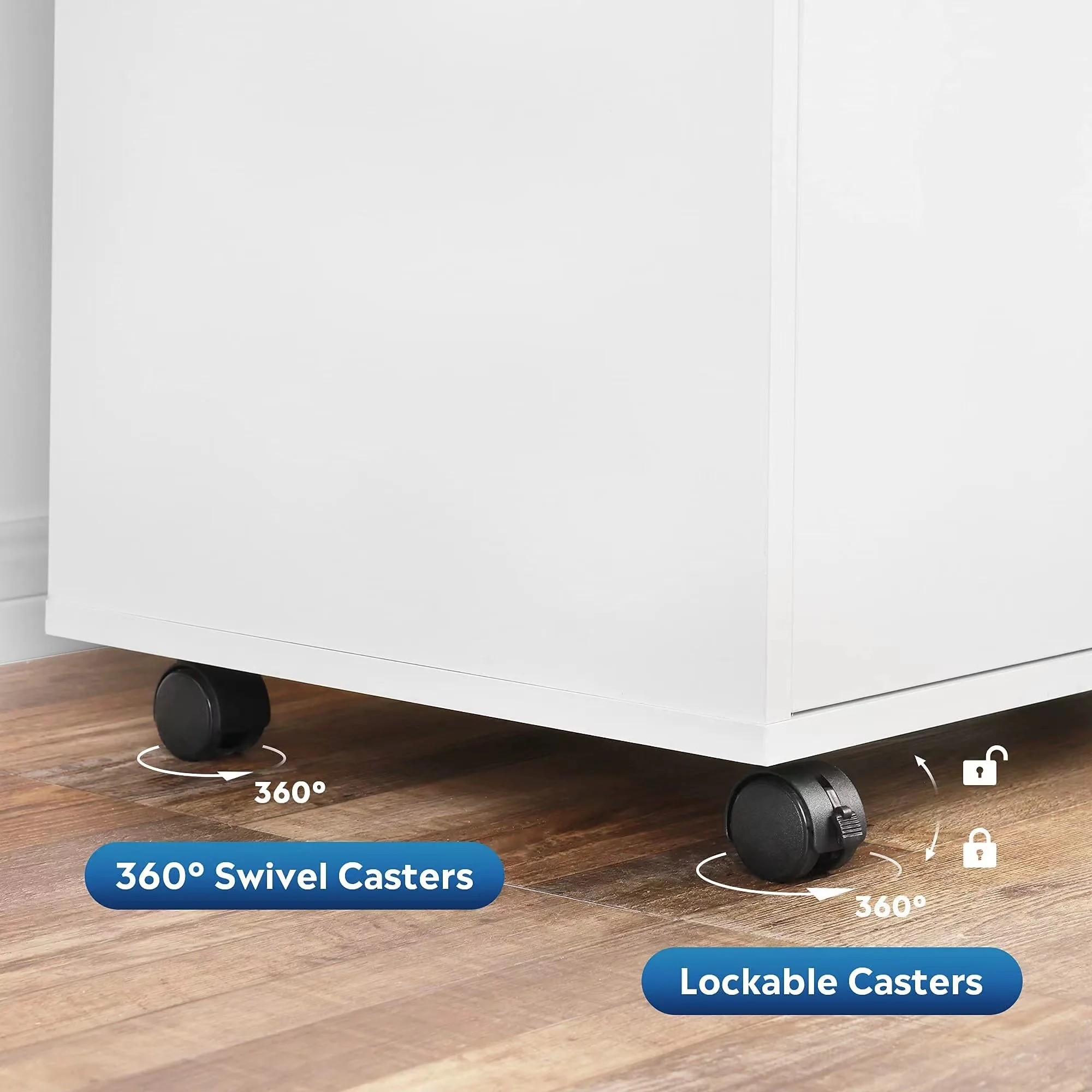 DEVAISE 3-Drawer Wood File Cabinet, Mobile Lateral Filing Cabinet, Printer Stand with Open Storage Shelves for Home Office