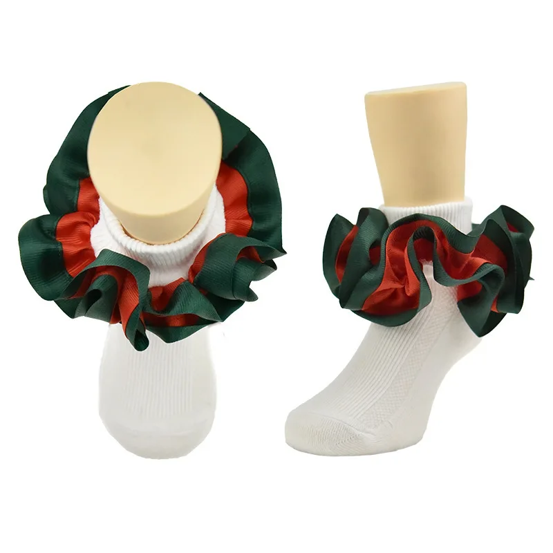 Оптовая продажа Детские хлопковые носки с оборками высококачественные детские до щиколотки для девочек кружевные