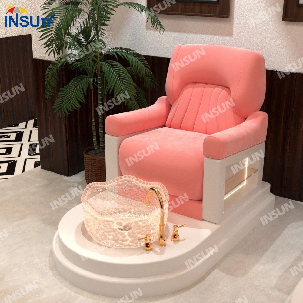 New design luxury soft sofa salon furniture pedicure manicure chair foot bath with massage function leather buckle sofa chair