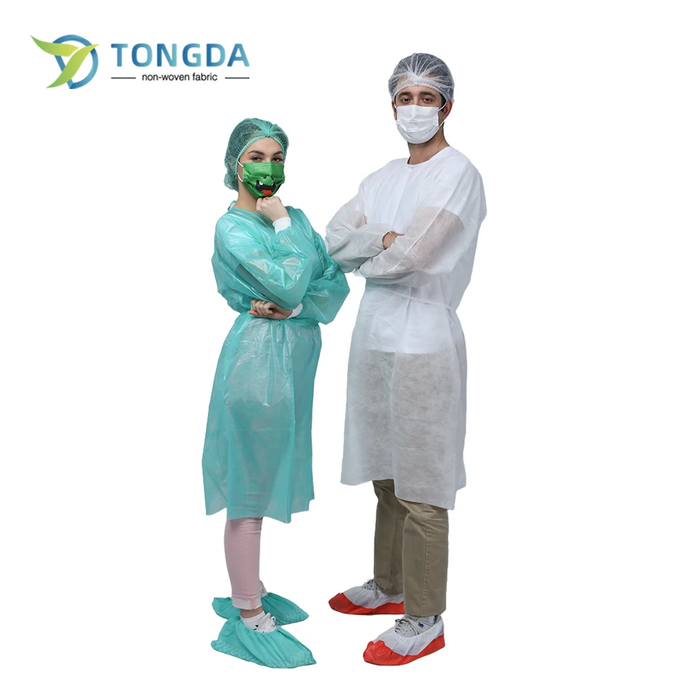 Elastic cuff disposable surgical non woven patient gown with short sleeve