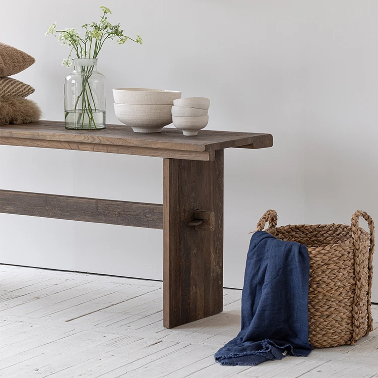 Simple style natural classic recycled elm living room furniture wooden wood console table