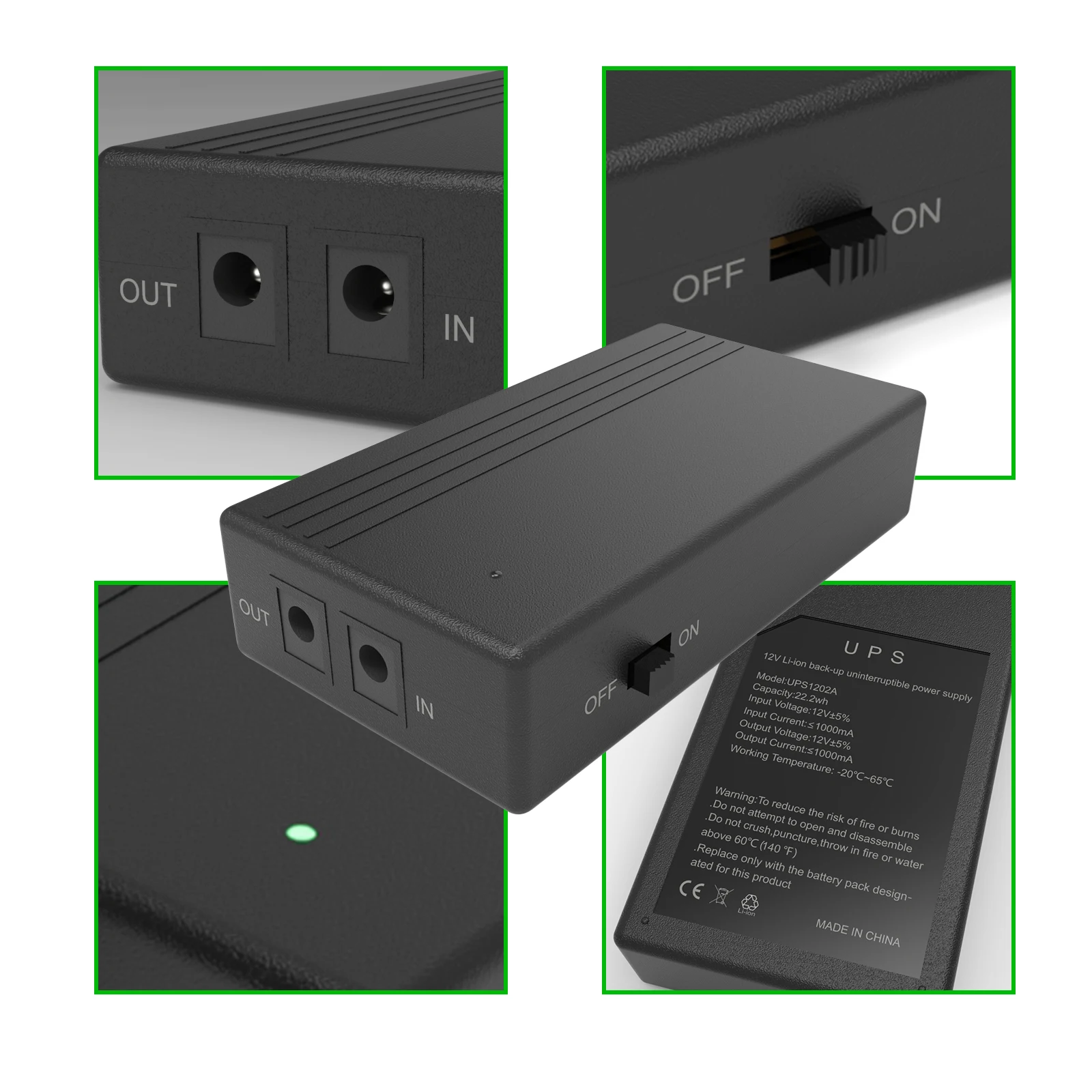 WGP ODM OEM источник бесперебойного питания DC Mini UPS для модема волоконно-маршрутизатор Wi-Fi роутер IP-камера