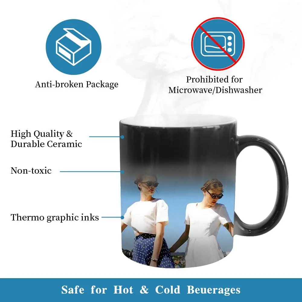 Eco Friendly Printed Logo Coffee Mug Design 11oz sublimation  Heat Color Changing Ceramic Cup Magic Mug Custom