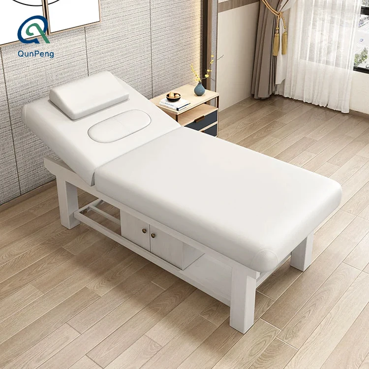Custom High quality synthetic leather material adjustable bed wood frame with massage professional massage beds