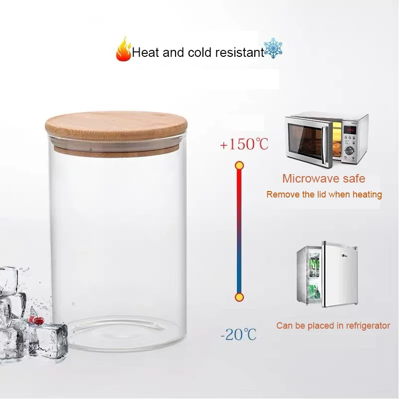 Sample Available Clear Glass Food Storage Jars Containers with Airtight Bamboo Lid for Candy, Cookie, Rice, Sugar, Flour, Pasta, Nuts