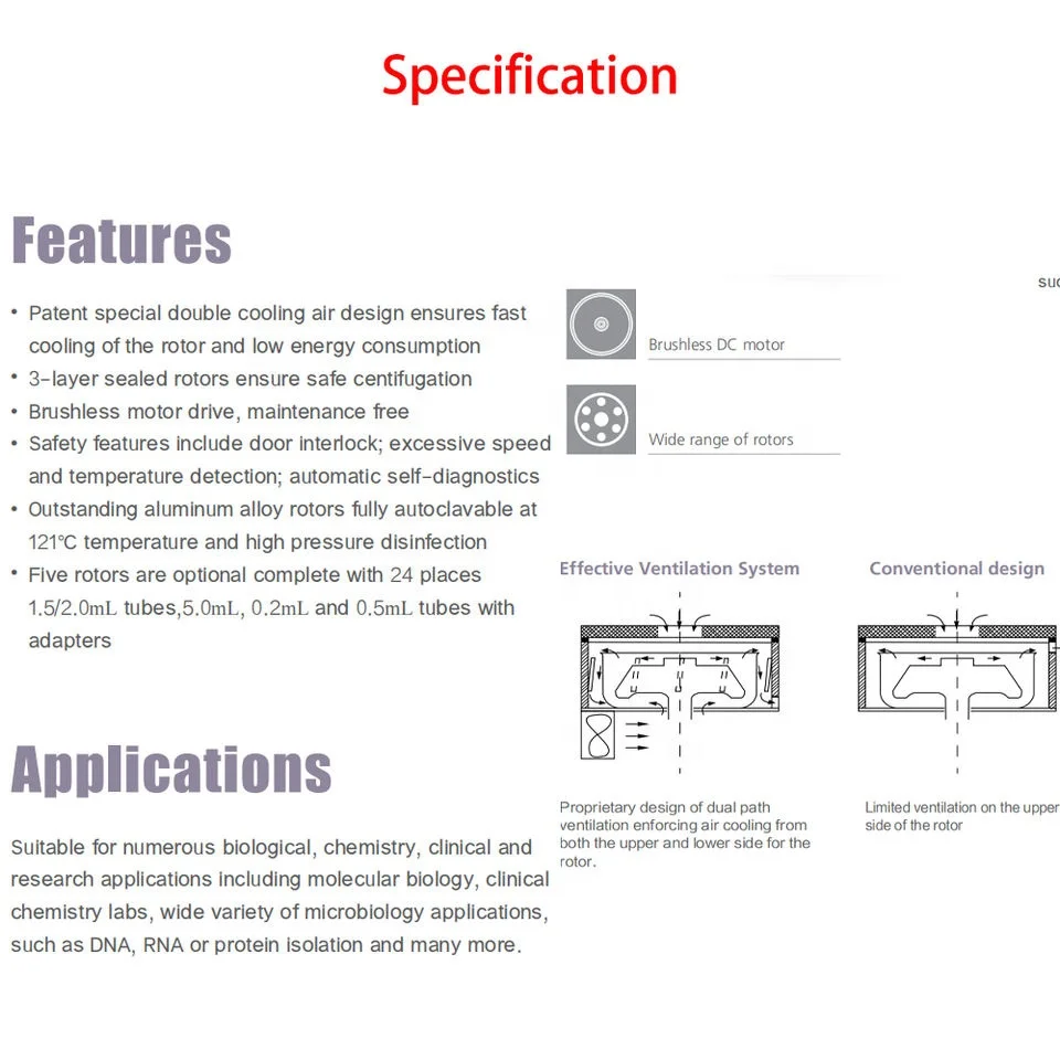 0.2/0.5/1.5/2/5ml/PCR8 15000rpm D15424R Precooling High Speed Tube Centrifuge for Laboratory pelleting of DNA And RNA PCR
