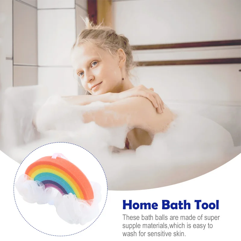 Rainbow Bath Ball Shower Loofah Sponge Cartoon Body Scrubber for Kids