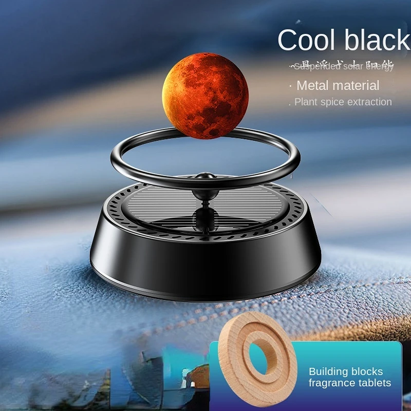 Floating Planet Car Freshener Aroma Light Sense Rotating Center Console Car Perfume Ornaments Metal Solar Car Fragrance
