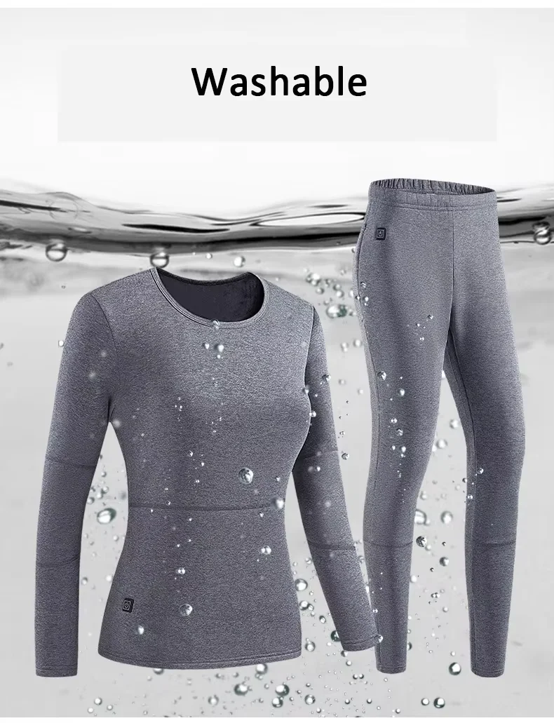 Thin Battery Heated Long Underwear Set For Men Woman Electric Thermal Heating Underwear