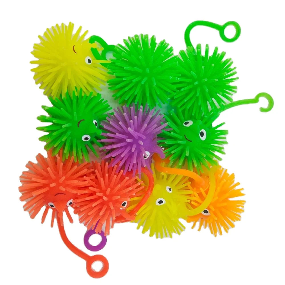 Cute multi-colour 2 inches TPR flashing hedgehog ball toy put into capsule for vending machine