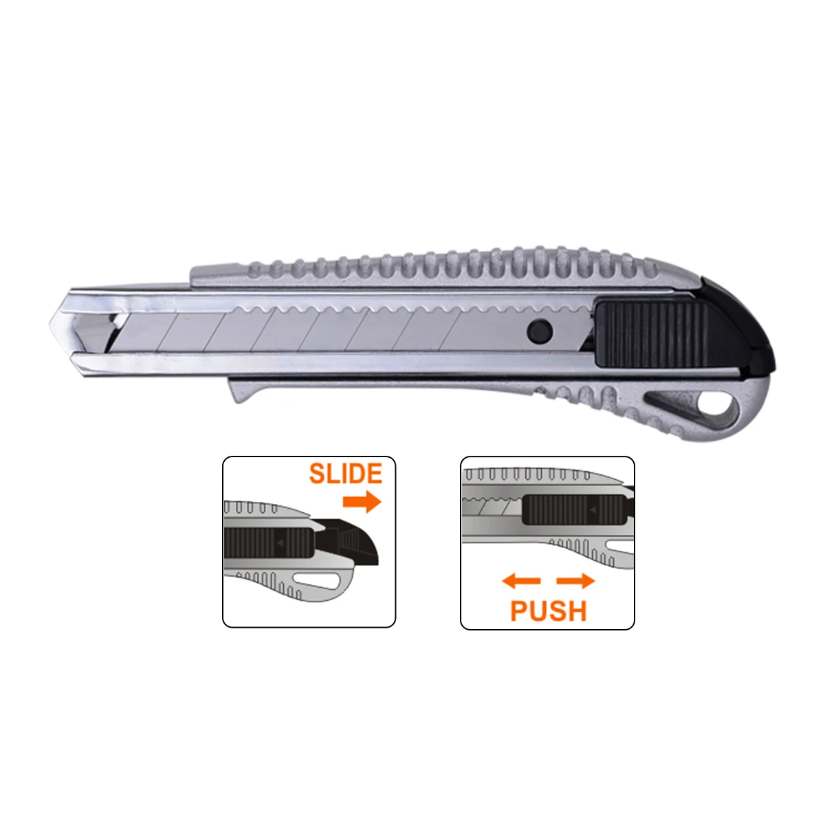SHIND 37551 Aluminum Alloy Utility Knife 18mm*8 Snap-off Blade Multi-functional Cutter Removable Blade Snapper