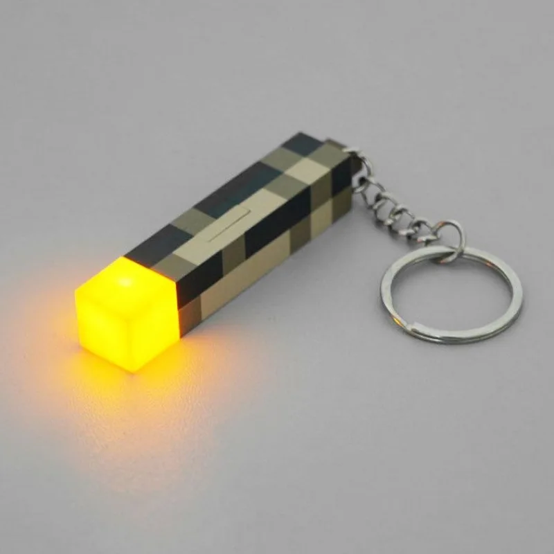 Wholesale USB Rechargeable LED Light-up Torch Night Lamp Keyrings Light model ToyPixels Brownstone Game Torch Lamp Keychain