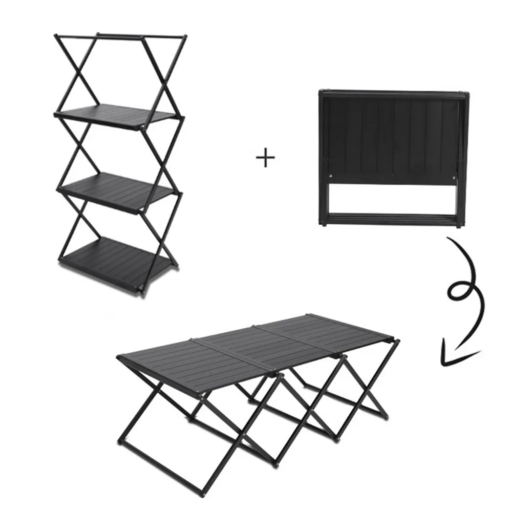 Oem Custom Outdoor Ultralight Multifunctional Foldable Hanging Rack Shelf Portable Aluminum Suitcase Folding Camping Table