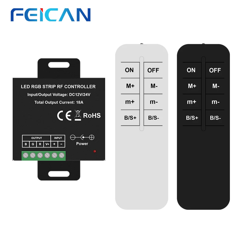 FEICAN Factory LED RGB RF Controller for SMD5050 SMD2835 Strip Lighting, DC12V DC24V RGB Controller