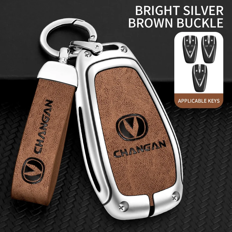 Custom Logo Zinc Alloy Leather Car Key Case For Changan Cs35plus Cs55plus Cs75plus 2019-2020 Holder Protector Accessories