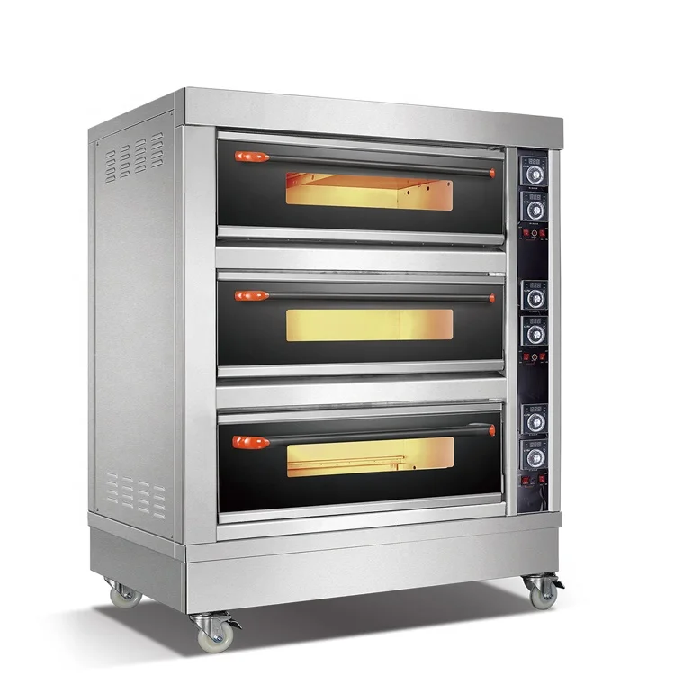 3 Deck 6 Trays Bread Oven Industrial Bakery Bread Pizza Biscuit Baking Oven for Sale