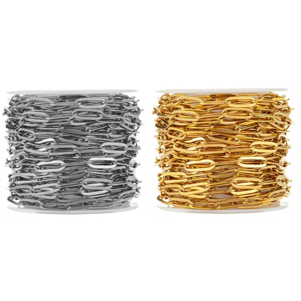 tarnish free stainless steel chain jewelry components & findings 18k gold oval flat link chain