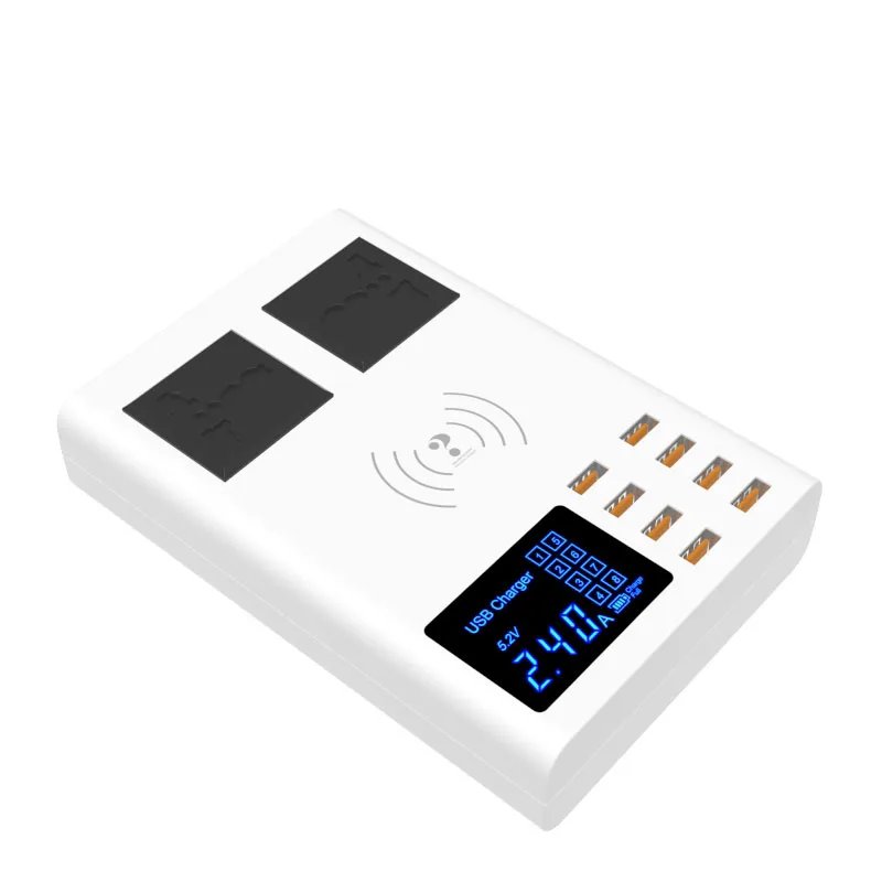  DP UK Smart USB зарядное устройство 40 Вт с универсальная розетка переменного тока светодиодный дисплей 8-портовый беспроводной адаптер для зарядного