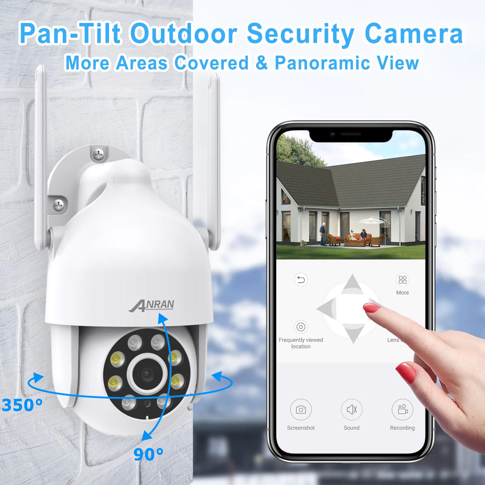 ANRAN Wifi 3MP With 8CH 12inch LCD Screen NVR Outdoor Dome PTZ Wireless Security Camera System