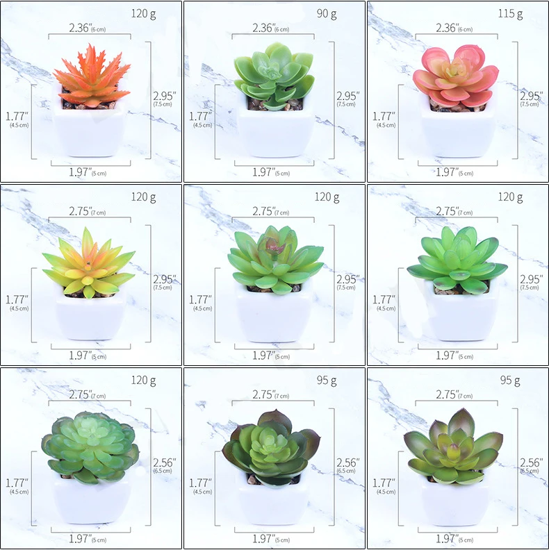Mini Faux Plastic Succulent Ceramic Potted Plant Home Office Kitchen Decoration Mini Artificial Succulent Plants With Pots