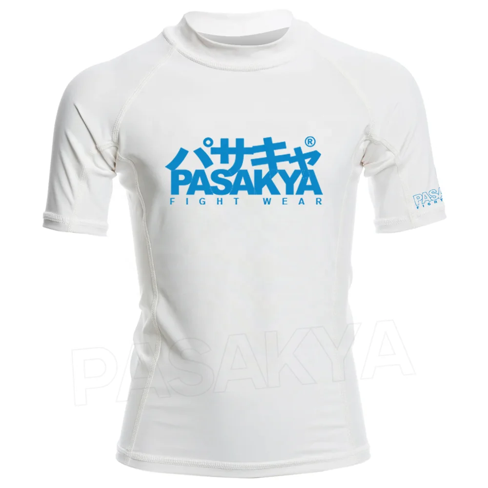 Мужская УФ-Защита от солнца UPF 50 + скины сублимационные Короткие рукава bjj rashguard