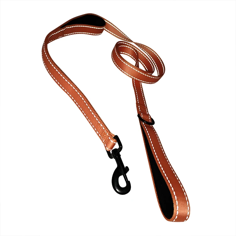 Custom Brand Name Logo Printed Nylon Reflective Dog Training Leash For Sale