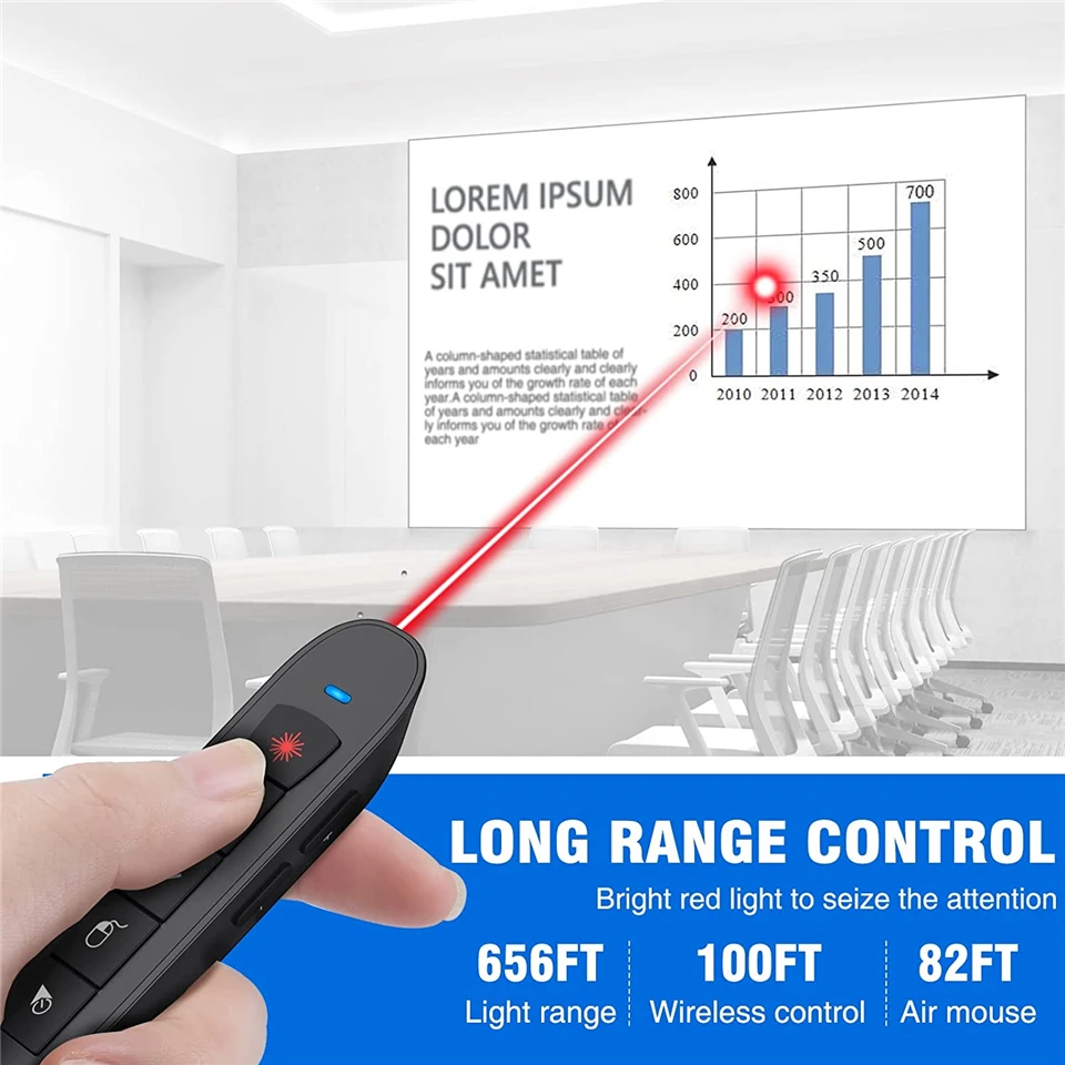 2.4G RF Wireless Presenter PPT Presentation Rechargeable Red Laser page turning pen Remote Control Air Mouse PowerPoint Clicker