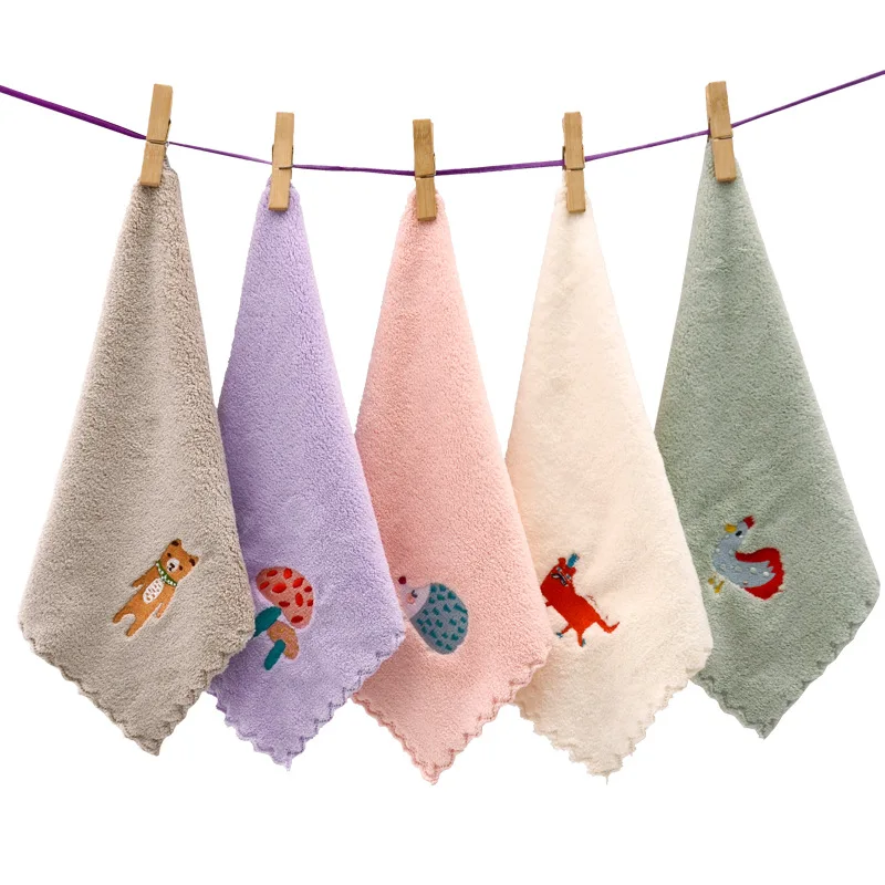 25*25 cm microfiber wholesale cloth kitchen duster kid embroidery fleece quick dry cleaning hand towel
