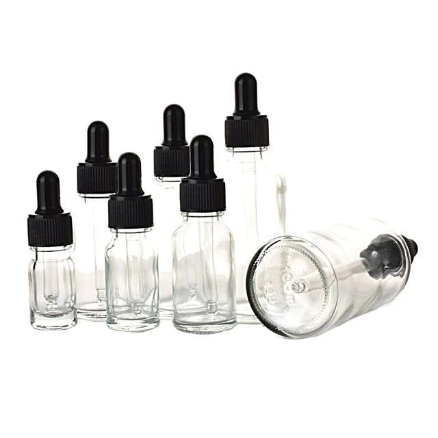 Essential oil bottle matte transparent essential oil serum glass dropper Glass Bottle with Calibrated Glass pipette