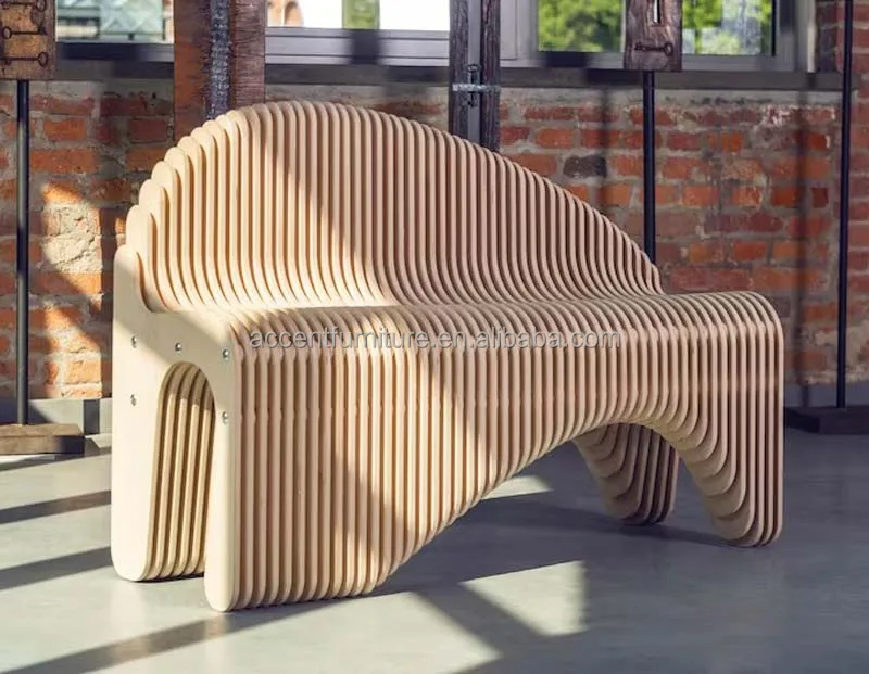 Parametric bench modular banquette seating Multiple seat with back rest wooden bench indoor