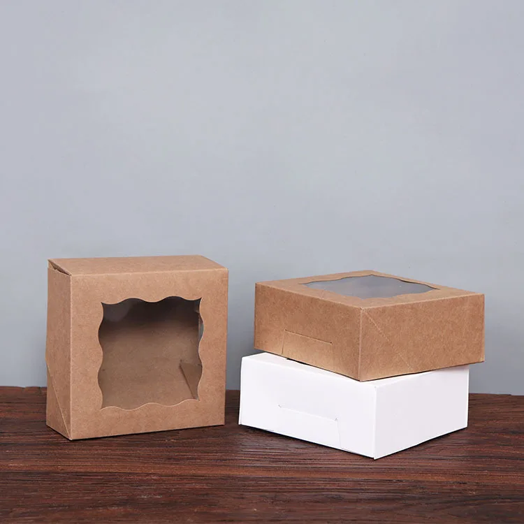 Custom Kraft Paper Muffin Box Packaging Cupcake Boxes With Transparent PVC Window