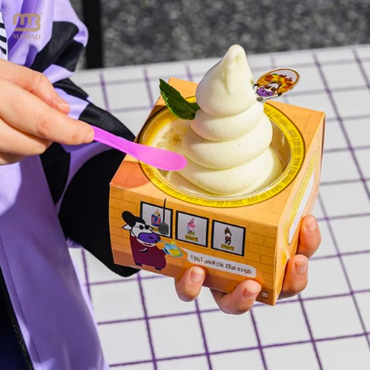 New design pink plastic cup insert packaging box custom disposable plastic cups for yoghurt ice cream unique plastic cups yogurt