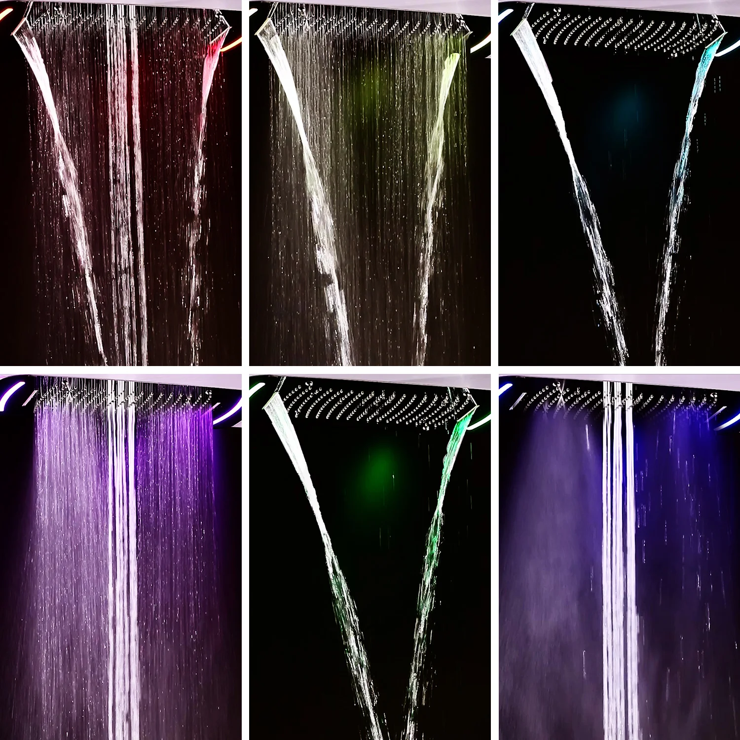 Spa Rain Shower Chrome Color Bathroom Shower Led Concealed 470*710 mm  28 inches  Large Thermostatic Change Color Shower Faucet
