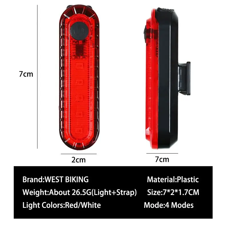 WEST BIKING Prefect Safety Bike Rear Lamp Taillight Bicycle Light Waterproof Cycling Tail Light Riding Safe Warning Rear Light