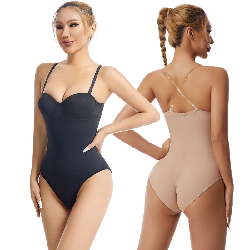Plus Size Women Shapewear Strapless Body Shaper with Built-in Bra Strapless Invisible Bodysuit for Wedding Dress Tummy Control