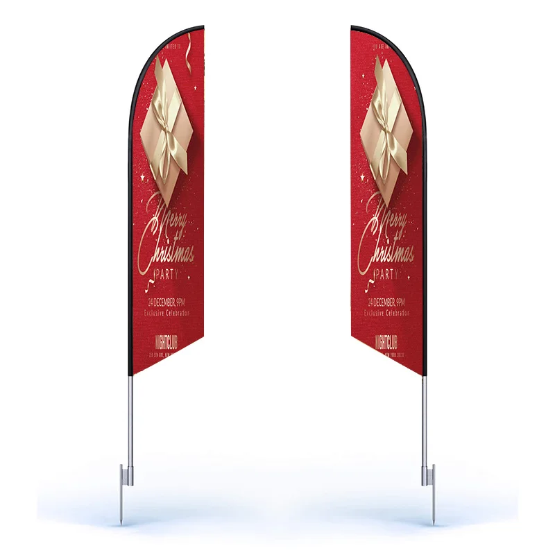 Shop 7ft 11ft 16ft double printed spike base flagpole feather flag set