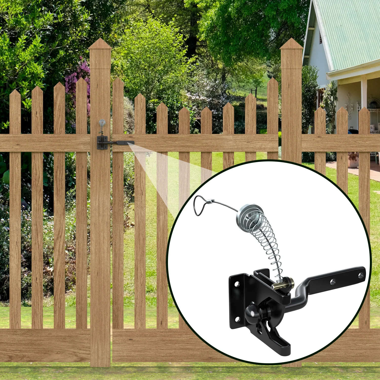 Heavy-Duty Automatic Gravity Lever Sliding Door Latches Modern Steel Self-Locking Gate Fasteners Wooden Fence Hotel Use Iron