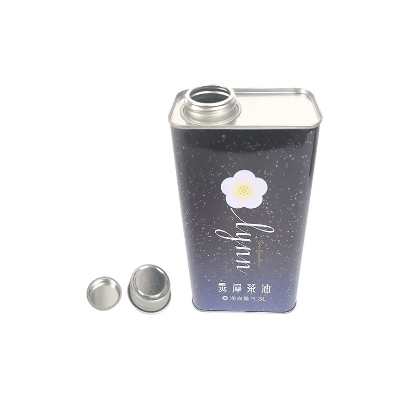 Factory 1.5L Color printed square empty oil tin can metal tinplate jerry can with screw lid