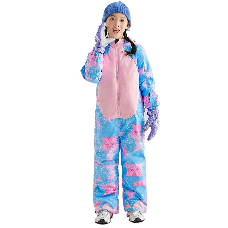 Factory OEM Custom Print Warm kids ski wear 2 pieces winter snow sport two piece kids ski suit