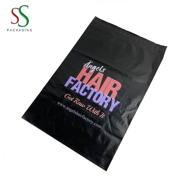 Good quality colorful logo print hair extension wig clothing shoes shipping bag custom poly mailer bag
