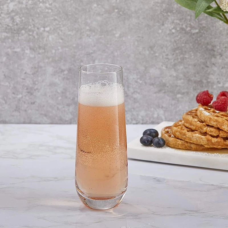 9OZ Stemless Champagne Flutes Logo Custom Drinkware Crystal Wine Glasses Stemless Champagne Flutes Glass