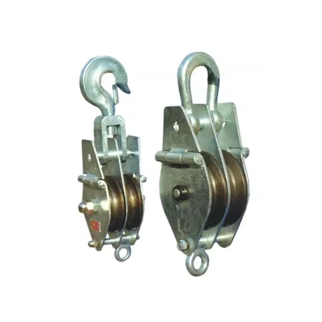 Dual-Sheave Cable Stringing Block Hoisting Tackle Aluminum Steel Both Side Opening Hand Tools