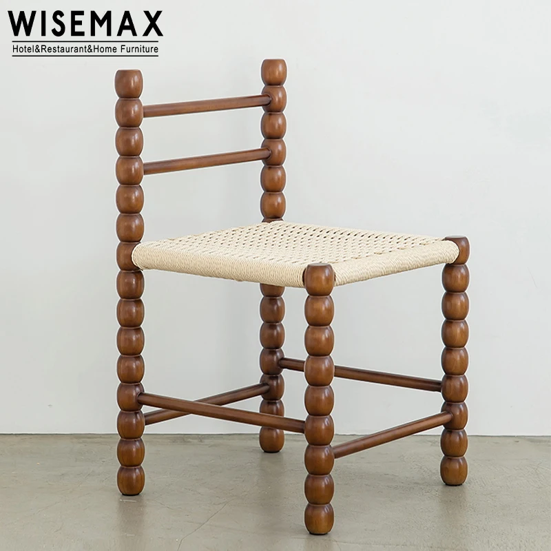 Мебель WISEMAX хорошее качество оптовая продажа обеденный стул из твердой древесины и веревки для ресторана столовой