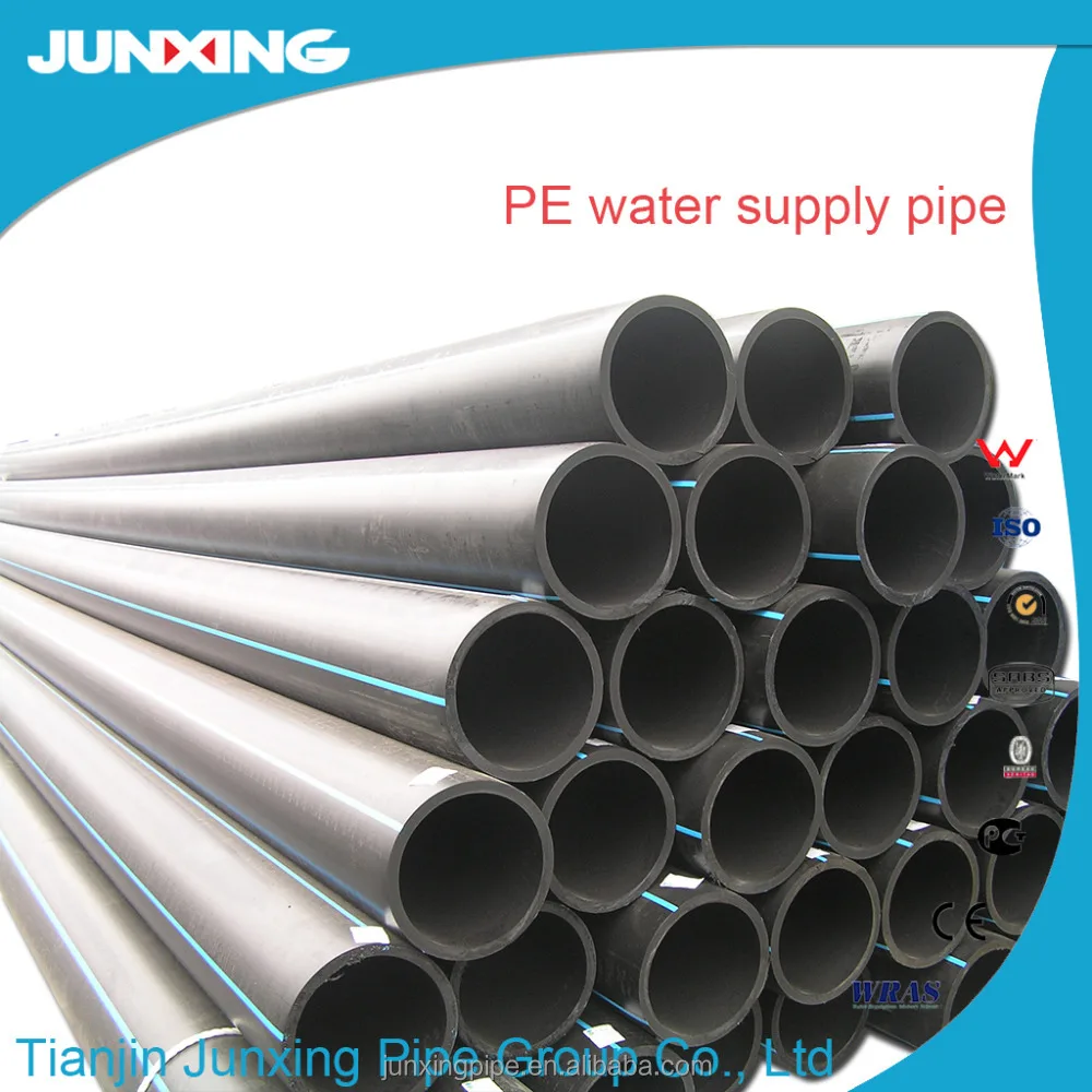 JUNXING hdpe black pipe with blue stripe DN20-1600MM SDR33-9