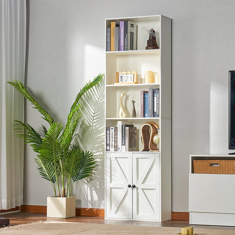 Modern design corner movable bookcases with wheels modular library wooden bookshelf