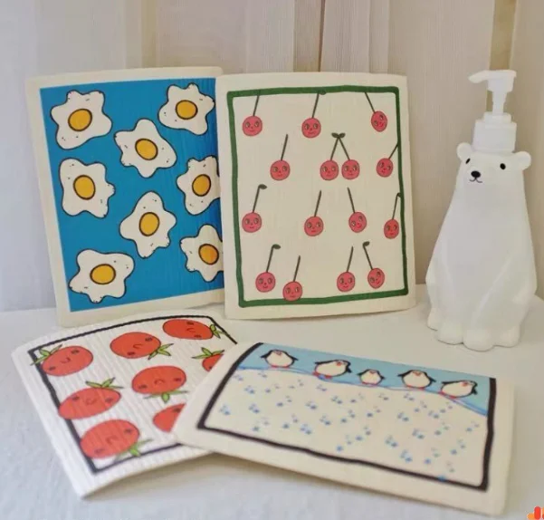 Индивидуальные Многоразовые древесный целлюлозный хлопок Губка Из Целлюлозы блюдо ткань шведского языка для мытья посуды кухни Очистка